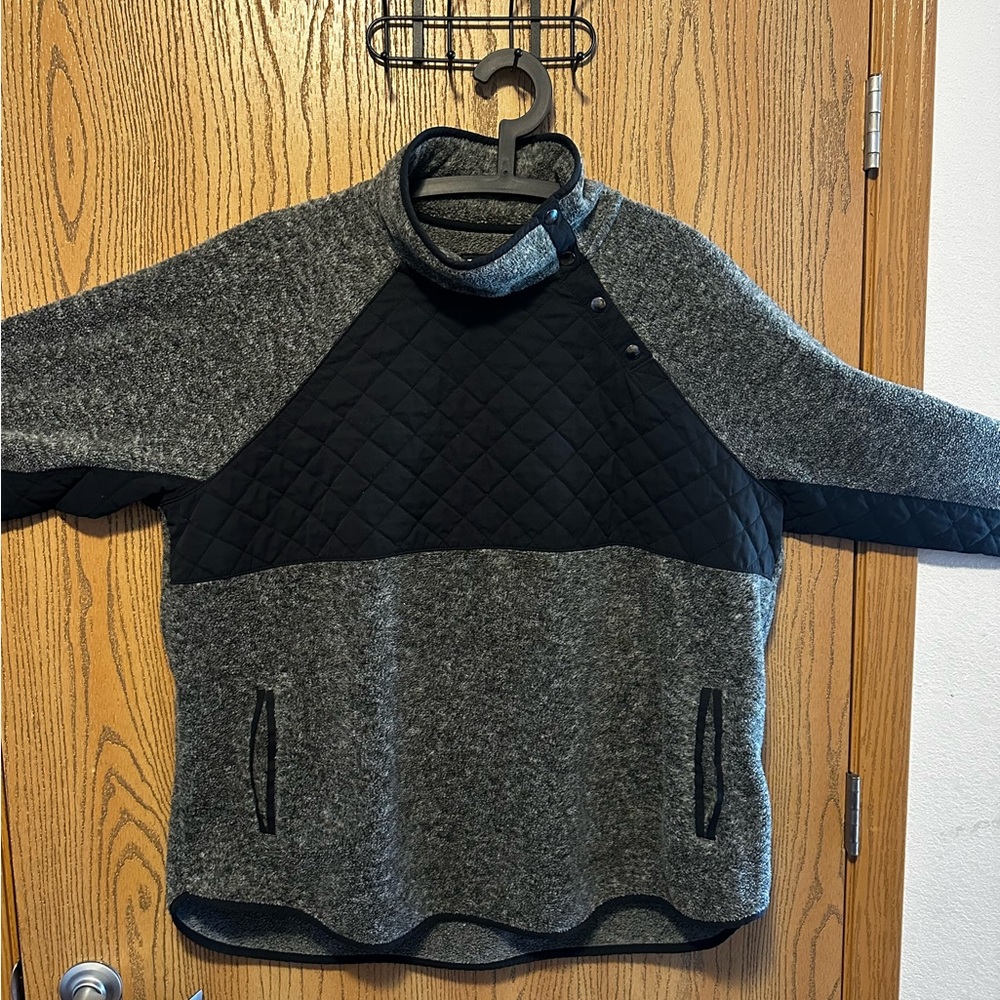 Abercrombie & Fitch Cozy Deep Pile Fleece Quilted Snap Up Jacket Gray Size XXL